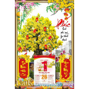 Lịch tết tranh bonsai, Mai Đào tết-432BS LT