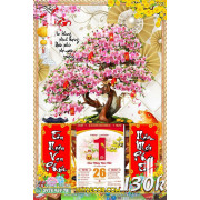 Lịch tết tranh bonsai, Mai Đào tết-441BS LT