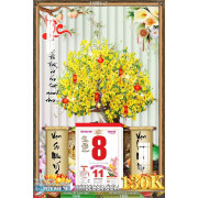Lịch tết tranh bonsai, Mai Đào tết-443BS LT