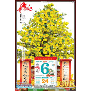 Lịch tết tranh bonsai, Mai Đào tết-445BS LT
