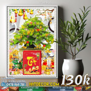 Lịch tết tranh bonsai, Mai Đào tết-446BS LT