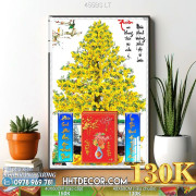 Lịch tết tranh bonsai, Mai Đào tết-455BS LT