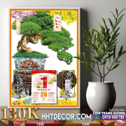 Lịch tết tranh bonsai, Mai Đào tết-456BS LT