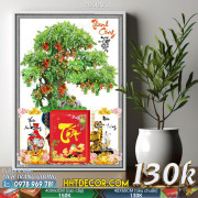 Lịch tết tranh bonsai, Mai Đào tết-496BS LT