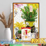 Lịch tết tranh bonsai, Mai Đào tết-499BS LT