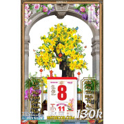 Lịch tết tranh bonsai, Mai Đào tết-521BS LT