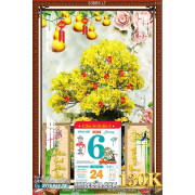 Lịch tết tranh bonsai, Mai Đào tết-538BS LT