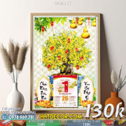 Lịch tết tranh bonsai, Mai Đào tết-541BS LT