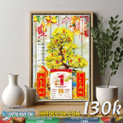 Lịch tết tranh bonsai, Mai Đào tết-543BS LT