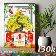 Lịch tết tranh bonsai, Mai Đào tết-545BS LT