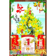 Lịch tết tranh bonsai, Mai Đào tết-583BS LT
