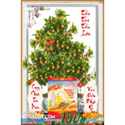 Lịch tết tranh bonsai, Mai Đào tết-628BS LT