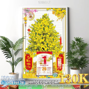 Lịch tết tranh bonsai, Mai Đào tết-633BS LT