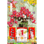 Lịch tết tranh bonsai, Mai Đào tết-637BS LT