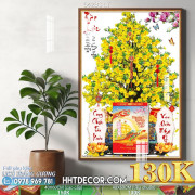 Lịch tết tranh bonsai, Mai Đào tết-642BS LT