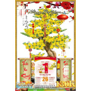 Lịch tết tranh bonsai, Mai Đào tết-647BS LT