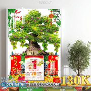 Lịch tết tranh bonsai, Mai Đào tết-653BS LT