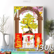 Lịch tết tranh bonsai, Mai Đào tết-656BS LT