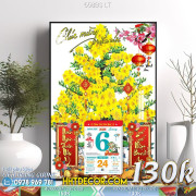 Lịch tết tranh bonsai, Mai Đào tết-658BS LT