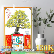 Lịch tết tranh bonsai, Mai Đào tết-667BS LT