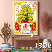 Lịch tết tranh bonsai, Mai Đào tết-676BS LT
