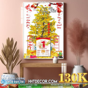Lịch tết tranh bonsai, Mai Đào tết-680BS LT