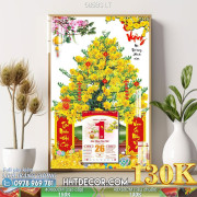Lịch tết tranh bonsai, Mai Đào tết-685BS LT