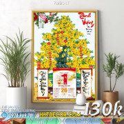 Lịch tết tranh bonsai, Mai Đào tết-712BS LT