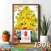 Lịch tết tranh bonsai, Mai Đào tết-718BS LT