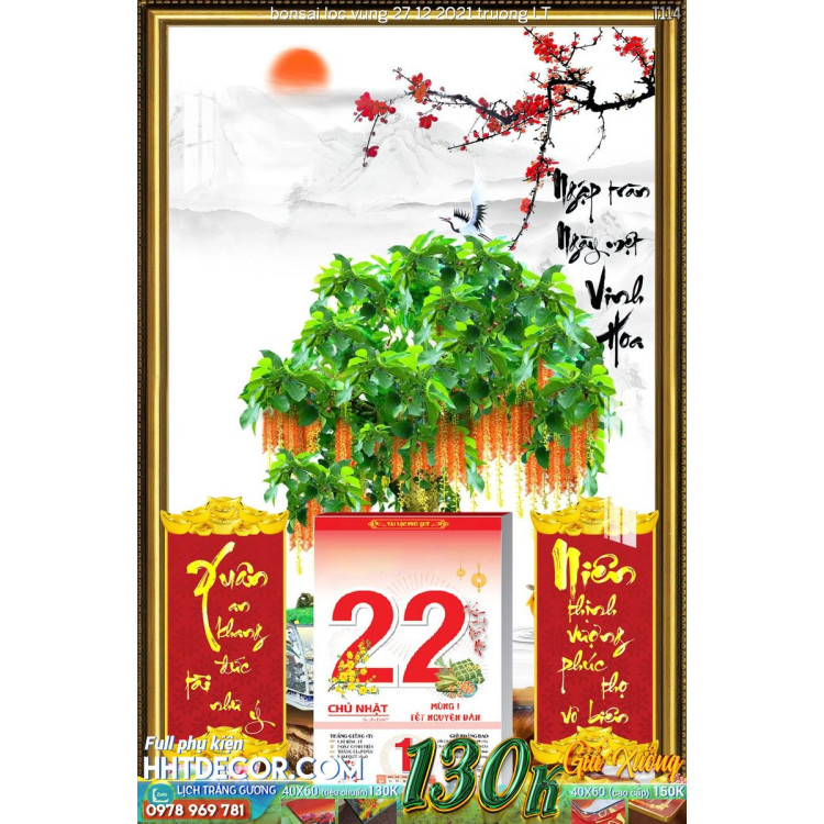 Lịch tết tranh bonsai loc vung 27 12 2021 truong LT