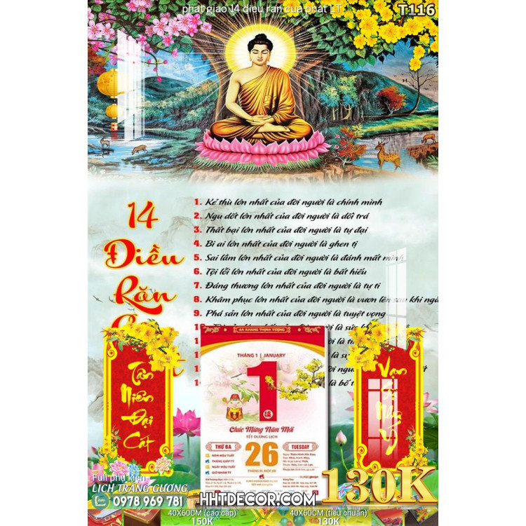 Lịch tết tranh phat giao 14 dieu ran cua phat LT