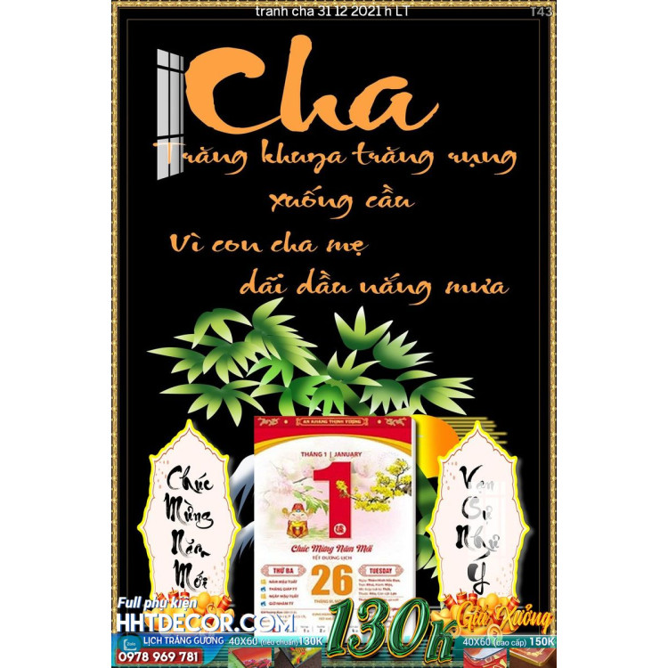 Lịch tết tranh tranh cha 31 12 2021 h LT