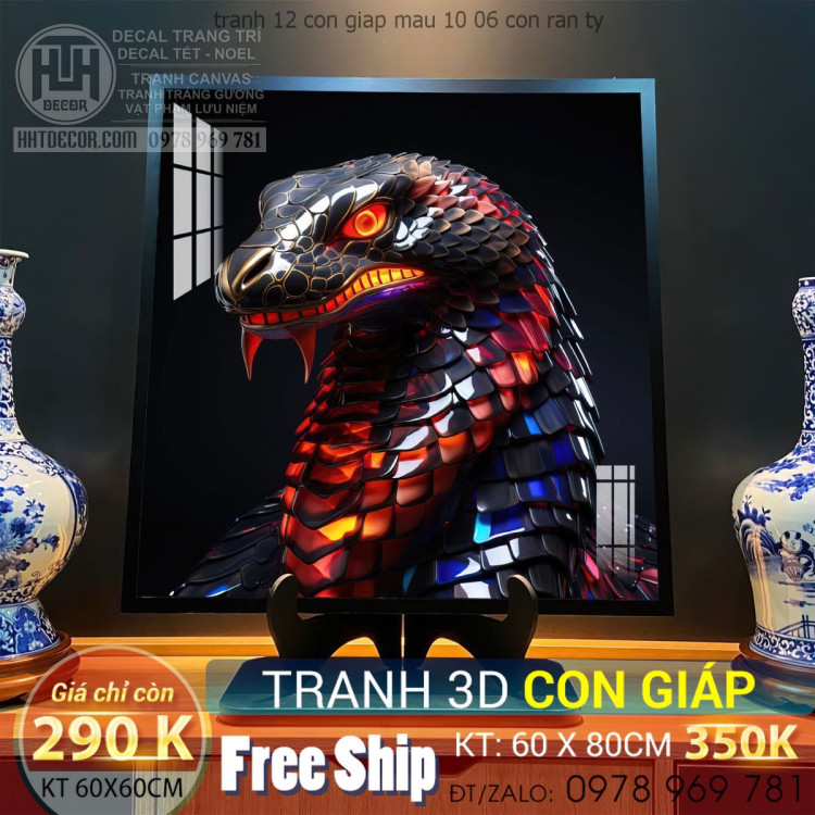 tranh 12 con giap mau 10 06 con ran ty