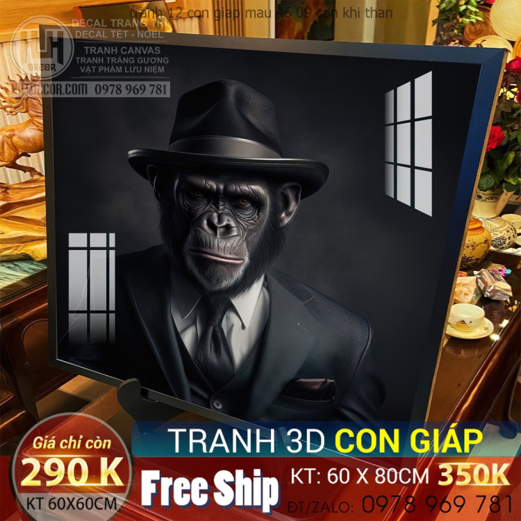 tranh 12 con giap mau 46 09 con khi than