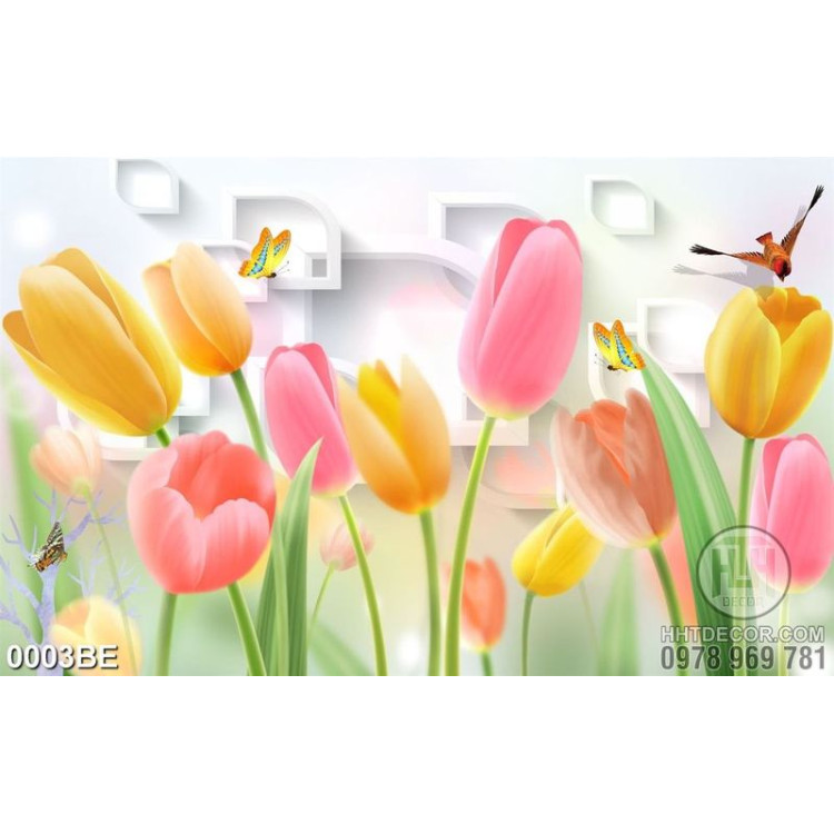 Tranh psd bếp hoa tulip