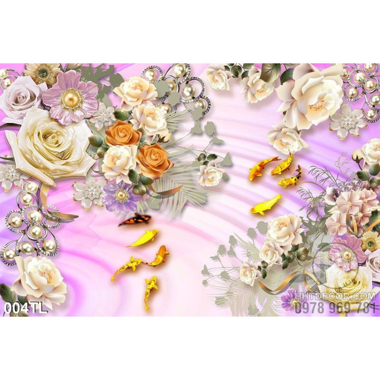 Tranh lụa 3D hoa Hồng trang trí