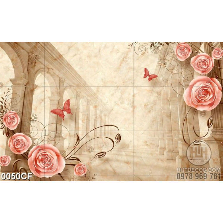 Tranh cánh bướm hồng treo tường quán cà phê