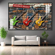 Tranh những cây đàn ghita trên tường quán cà phê