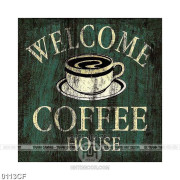Tranh xin chào đến với ngôi nhà cà phê