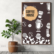 Tranh quán cà phê trong bức hình treo tường