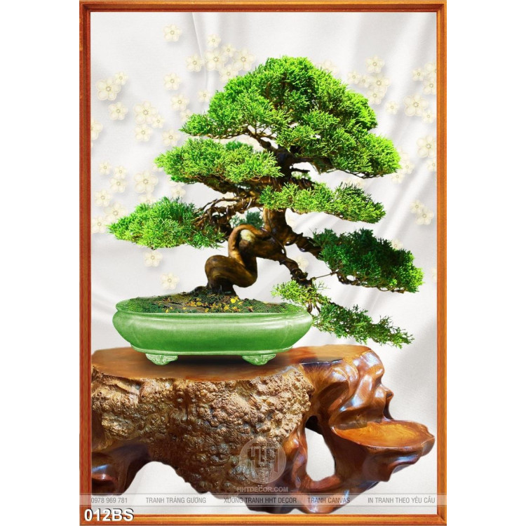 Tranh bonsai nghệ thuạt và cá bàn gỗ