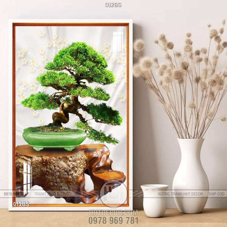 Tranh bonsai nghệ thuạt và cá bàn gỗ