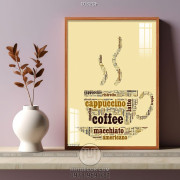 Tranh decor ly cà phê in chữ thương hiệu
