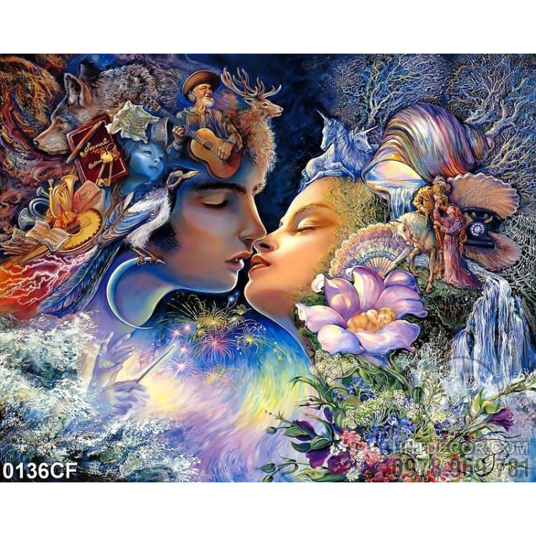 Tranh nụ hôn của thần hoa trang trí tường quán cà phê