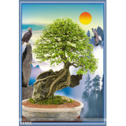 Tranh bonsai và hòn lăng bộ psd