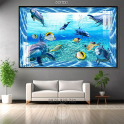 Tranh Đại Dương, cá heo 3D trang trí