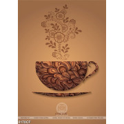 Tranh tách cà phê vẽ chi tiết in hoa