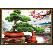 Tranh bonsai tạo kiểu và cái bình