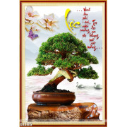 Tranh bonsai dáng đẹp chữ lộc