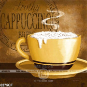 Tranh tách cà phê cappuccino thơm tràn bột trắng